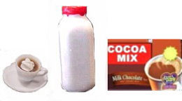 Dollhouse Miniature Hot Cocoa Mix, Quart Of Milk, Cup Of Cocoa